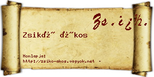 Zsikó Ákos névjegykártya